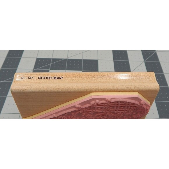 DOTS Quilted Heart Large Rubber Stamp R 147 4x4-1/2 Inch Valentine - Picture 2 of 4